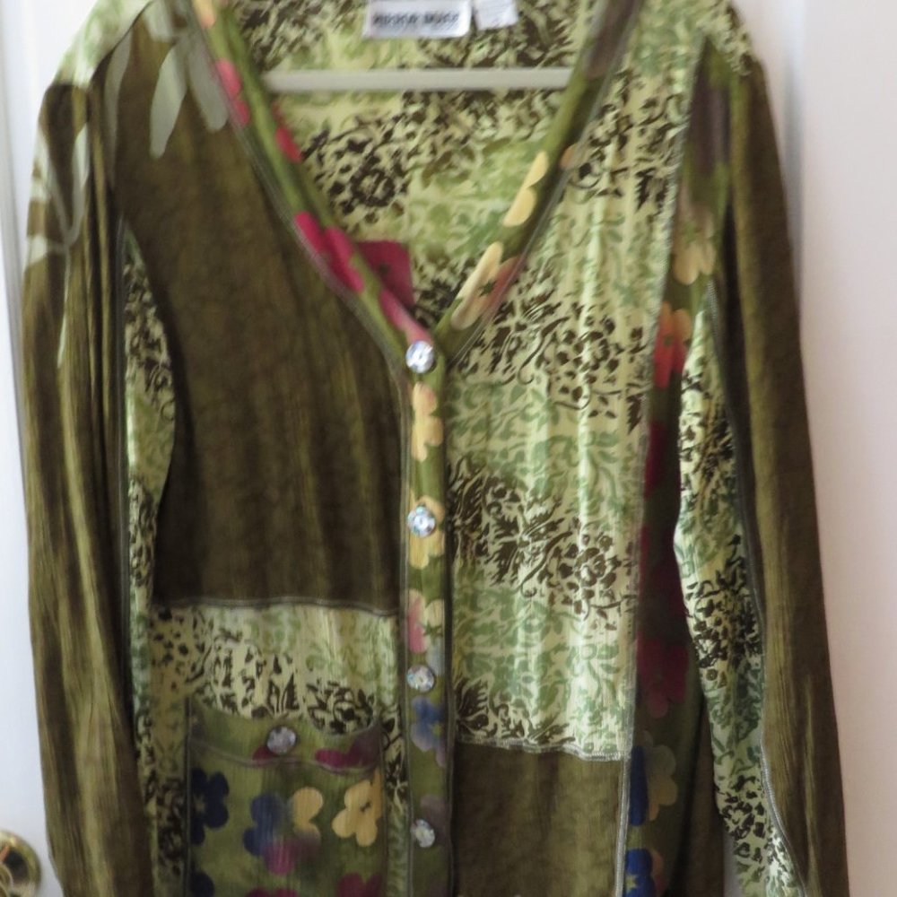Green floral patchwork Shirt Jacket by Mirror Image XL